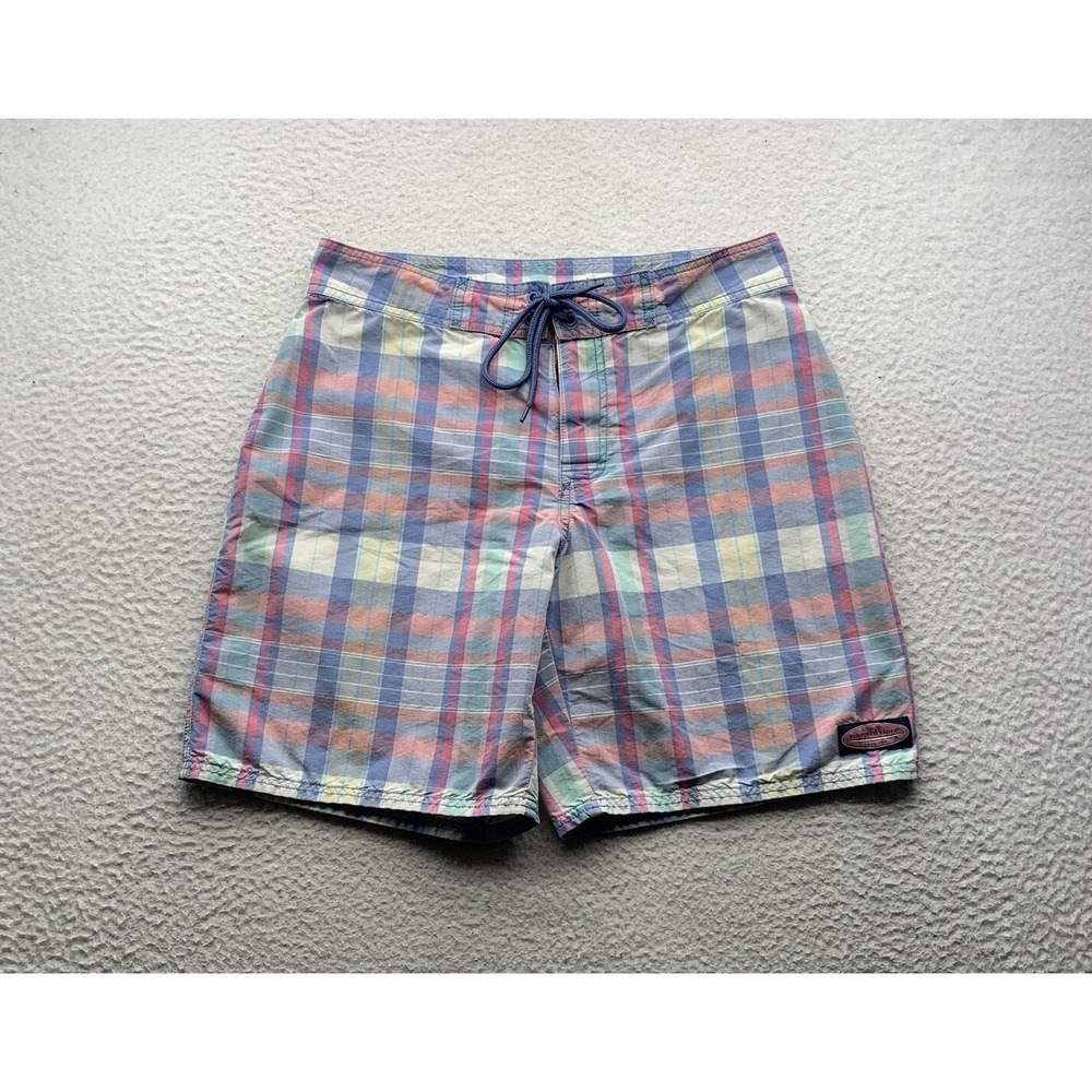 Vineyard Vines Board Shorts Mens 30 8" Madras Plaid Pink Blue Preppy Summer Pool